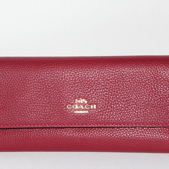 COACH Soft Leather Trifold Wallet Red Auth Coach - Picture 4 of 7
